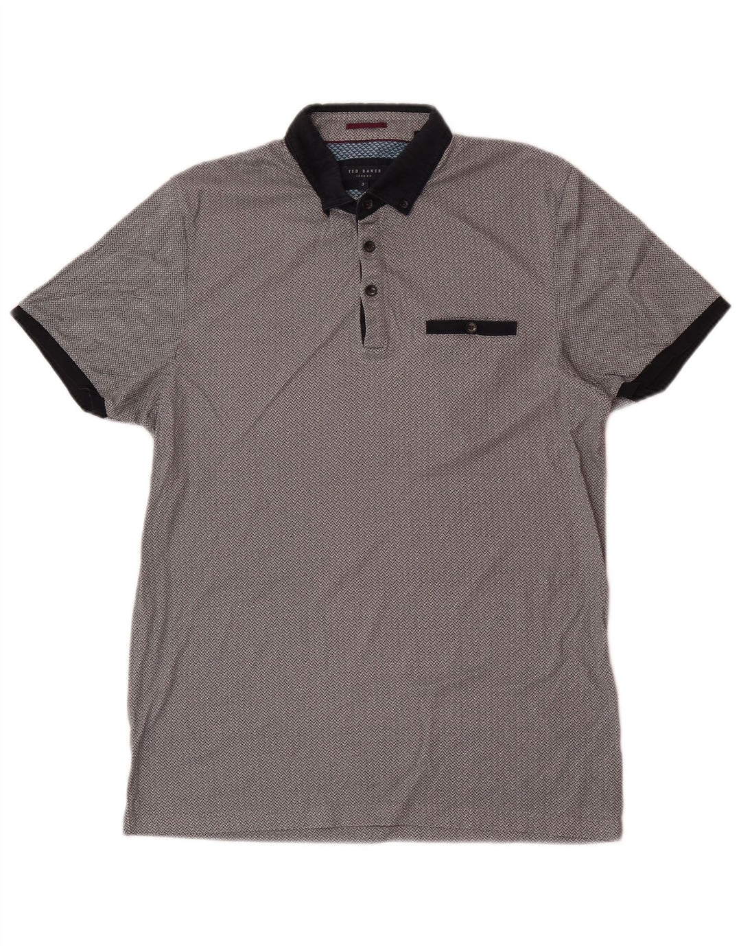 Ted Baker Polo coupe classique pour homme Taille 3 Gris moyen Coton géométrique