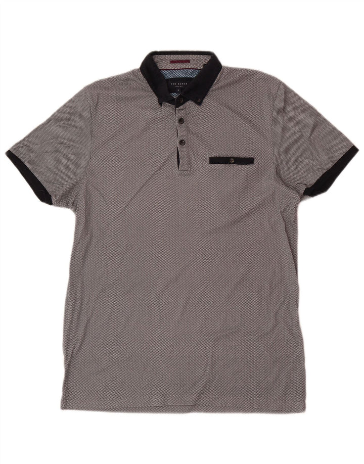 Ted Baker Polo coupe classique pour homme Taille 3 Gris moyen Coton géométrique