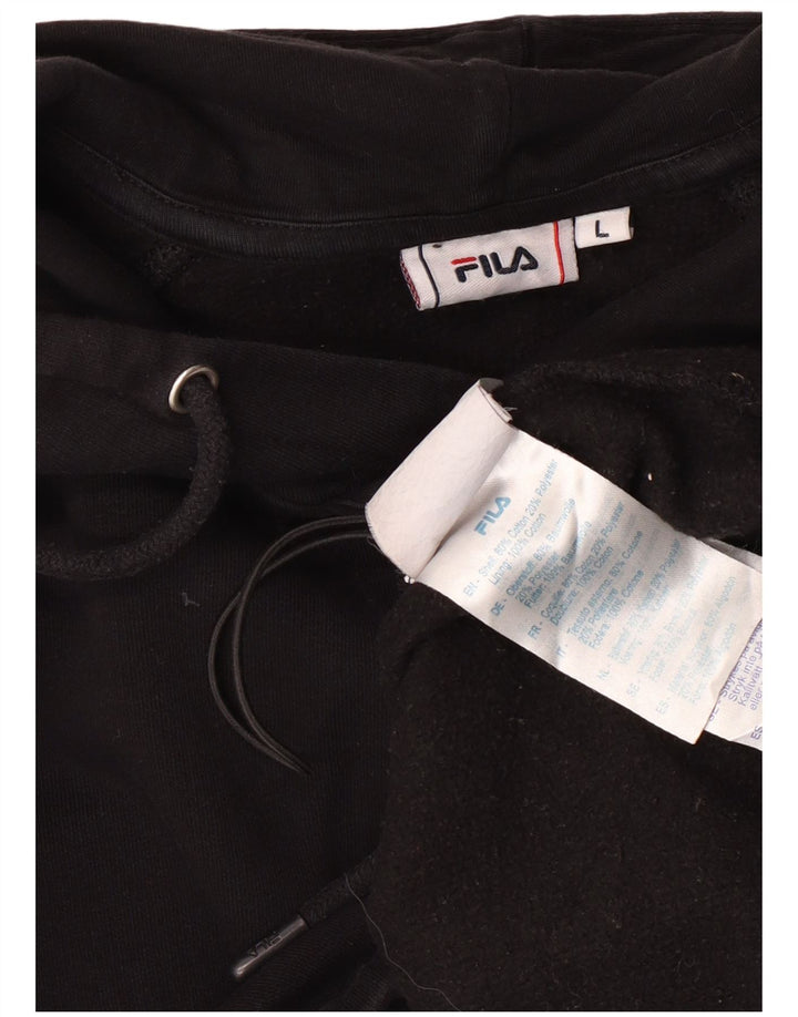 FILA Pull à capuche court surdimensionné pour femme UK 16 Large Noir Coton