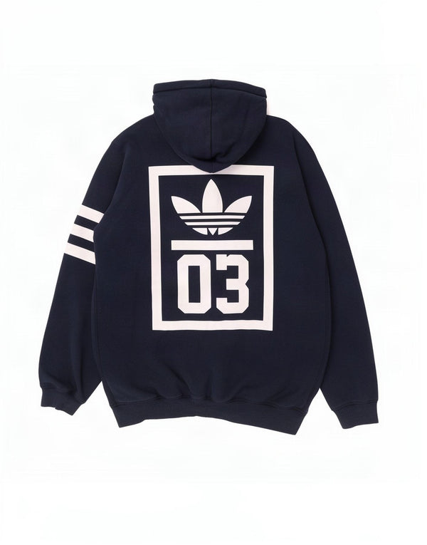 Adidas Pull à capuche zippé graphique pour homme Grand coton rayé bleu marine