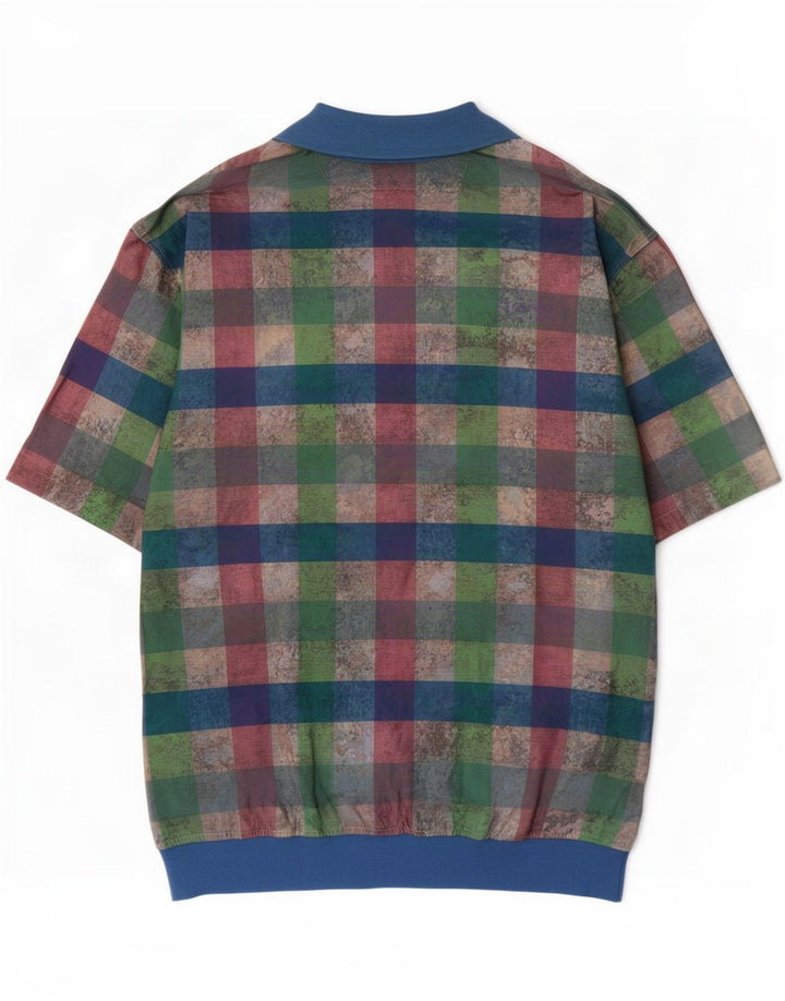Vintage Chemise pull à manches courtes pour hommes IT 52 Grand vichy multicolore