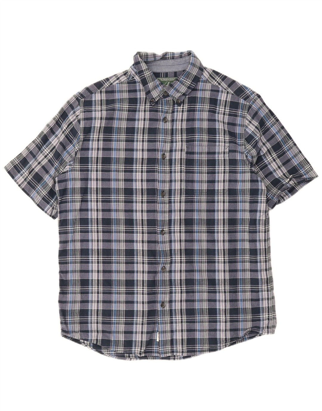 Woolrich Chemise à manches courtes pour hommes, coupe régulière, en coton à carreaux bleus