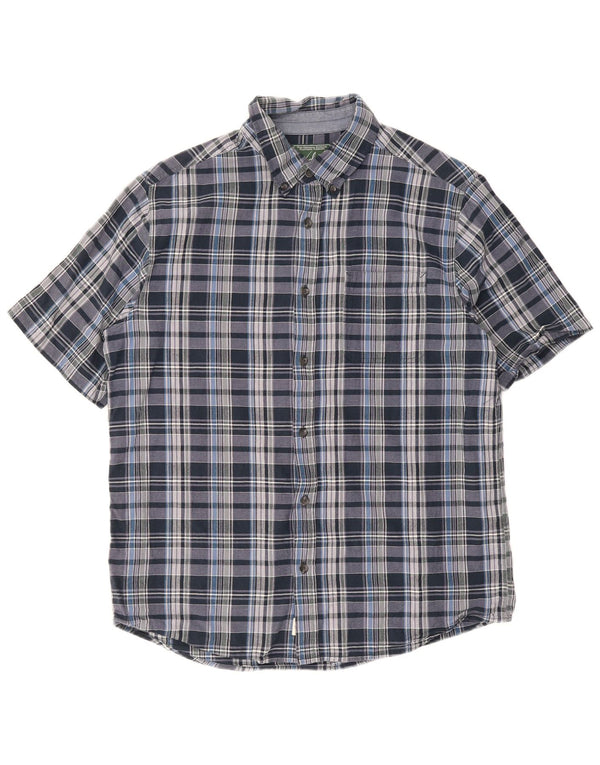 Woolrich Chemise à manches courtes pour hommes, coupe régulière, en coton à carreaux bleus