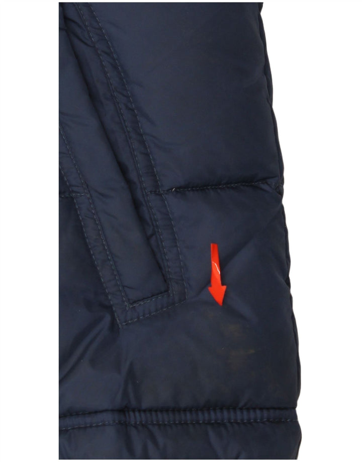 BENETTON Gilet rembourré à capuche pour garçon 11-12 ans 2XL Bleu marine Polyamide