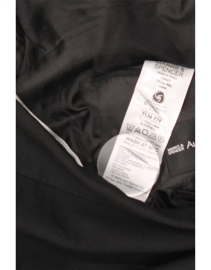 Marks & Spencer Veste blazer à 2 boutons pour homme Taille 46 XL Noir Polyester