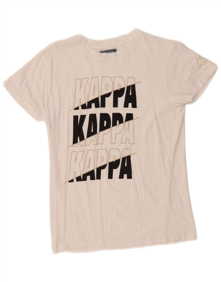 KAPPA T-shirt graphique pour femme UK 10 Small Blanc
