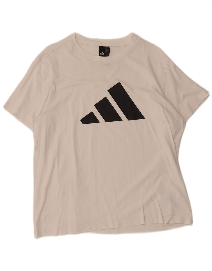 ADIDAS T-shirt graphique pour femme UK 16/18 Grand coton blanc