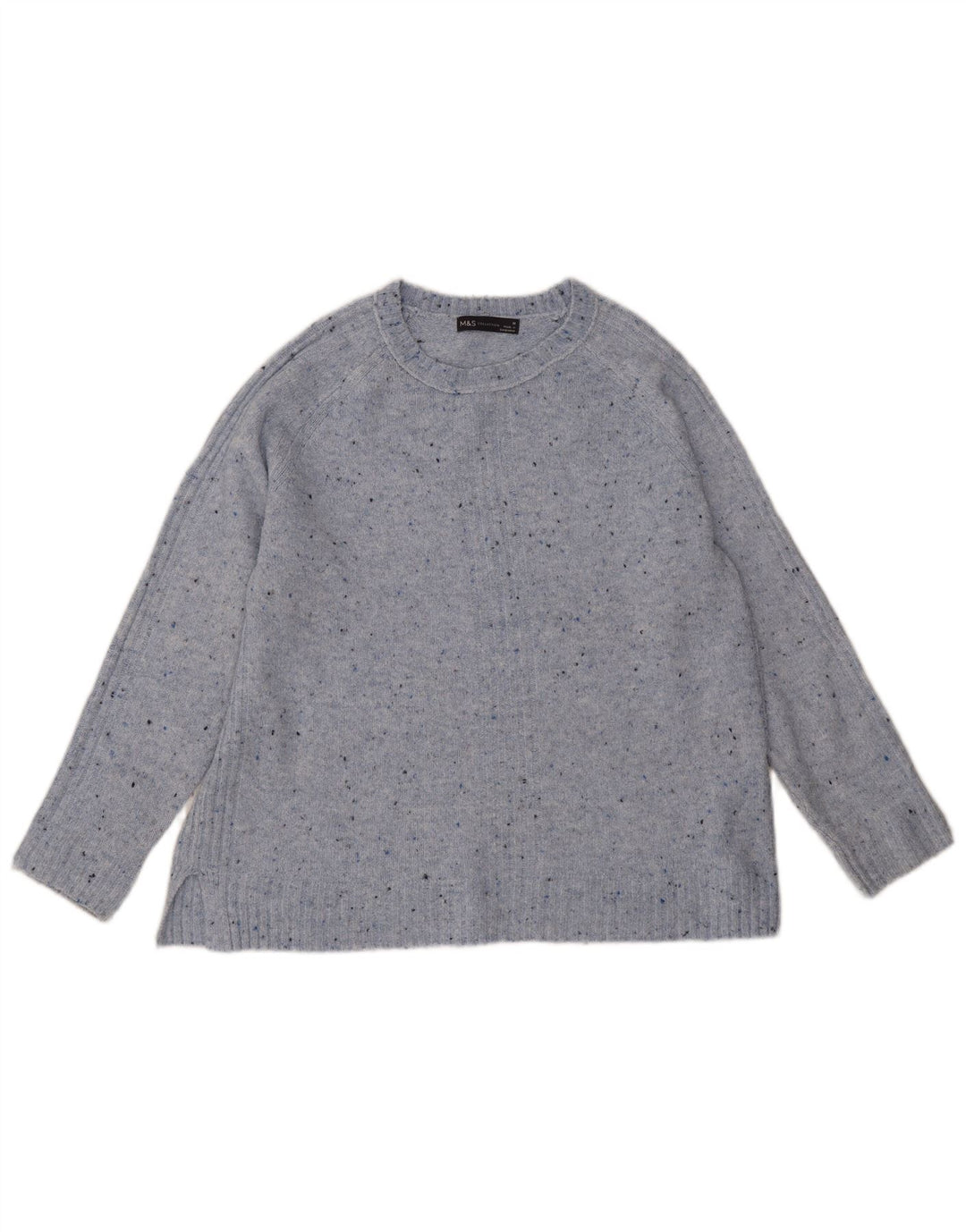 Marks & Spencer Pull col bateau pour femme UK 14 Bleu moyen moucheté