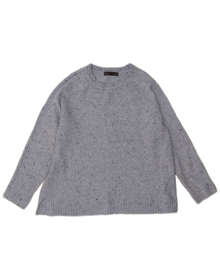 Marks & Spencer Pull col bateau pour femme UK 14 Bleu moyen moucheté
