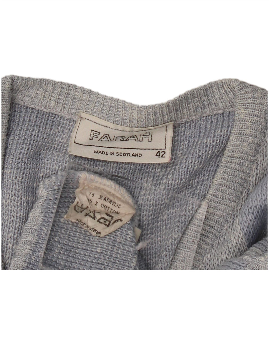 Farah Pull col V pour homme UK 42 Grand Bleu Géométrique Acrylique