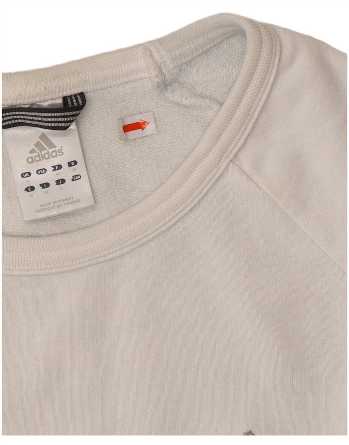 Adidas Sweat-shirt pour femme UK 12 en coton blanc moyen