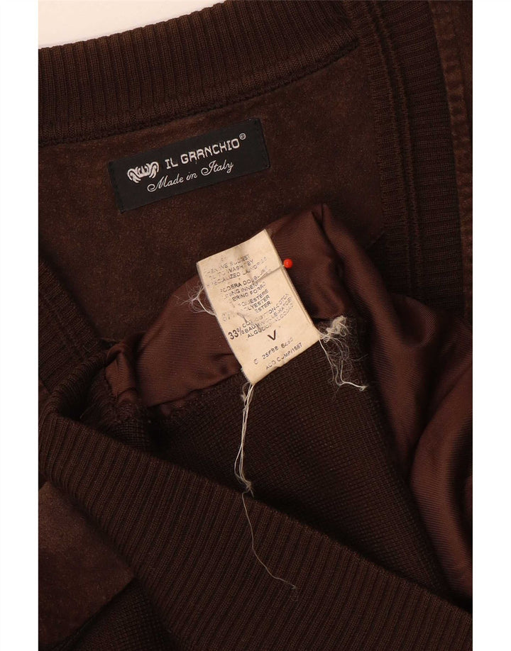 Il Granchio Cardigan en Daim pour Homme en Laine Marron Large