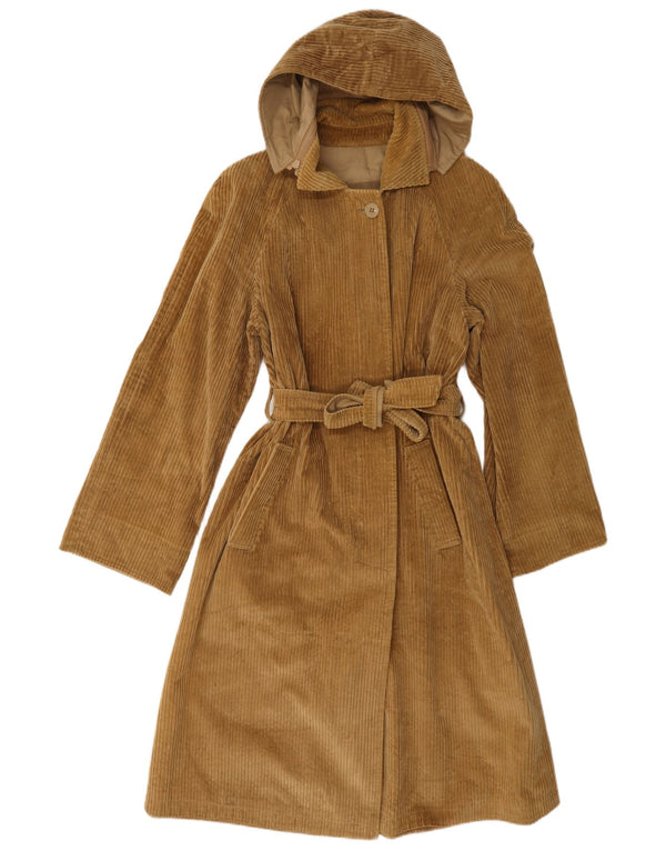 vintage Femme Manteau réversible à capuche UK 14 Beige Moyen