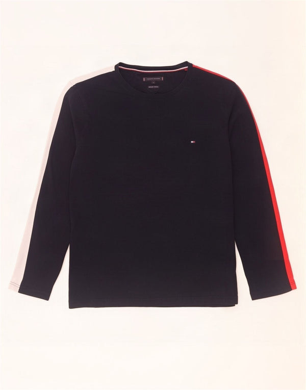 Tommy Hilfiger Mens Top Long Sleeve XL Navy Blue Colourblock Cotton