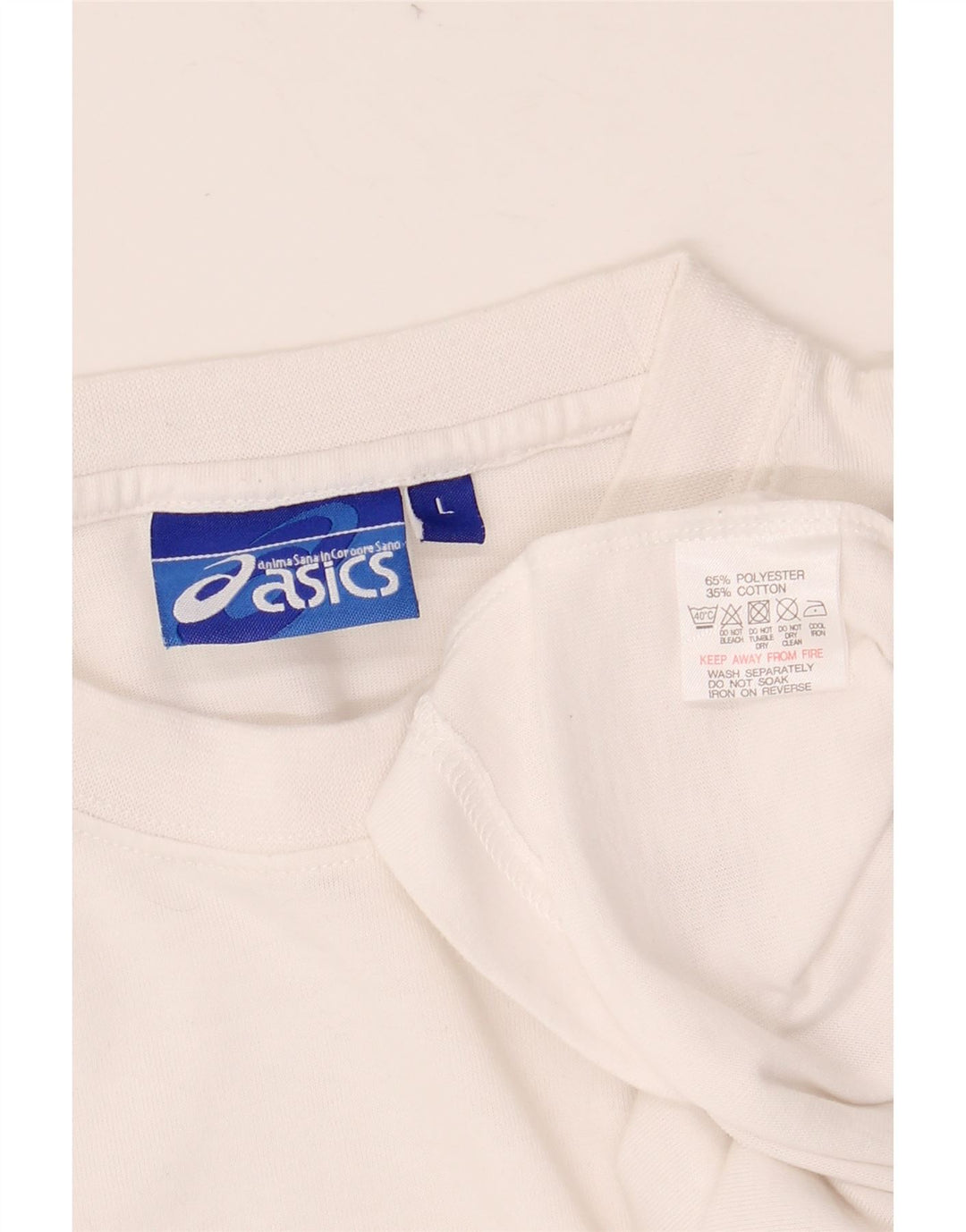 ASICS T-shirt homme haut grand blanc rayé polyester