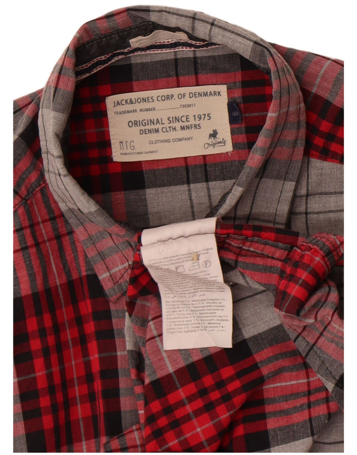 Jack & Jones Chemise en flanelle pour homme en coton à petits carreaux rouges