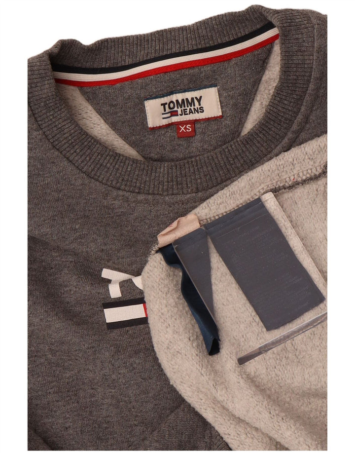 TOMMY HILFIGER Sweat-shirt graphique surdimensionné pour femme UK 6 XS Gris