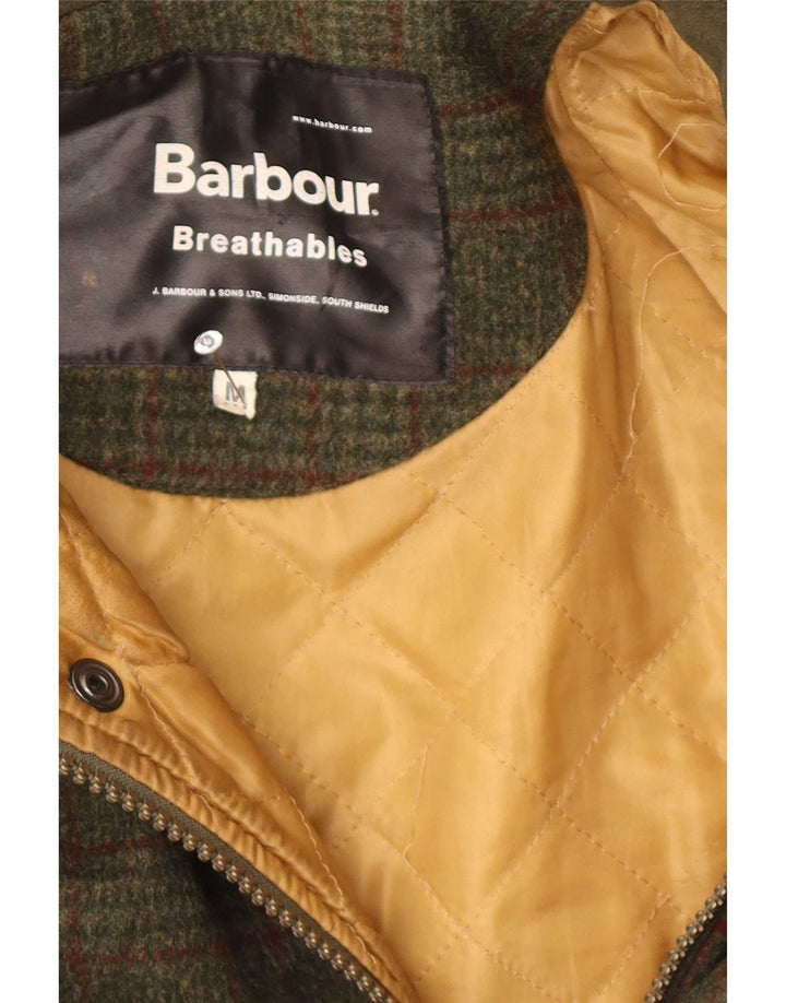 Barbour Veste utilitaire pour hommes UK 38 Laine à carreaux kaki moyen