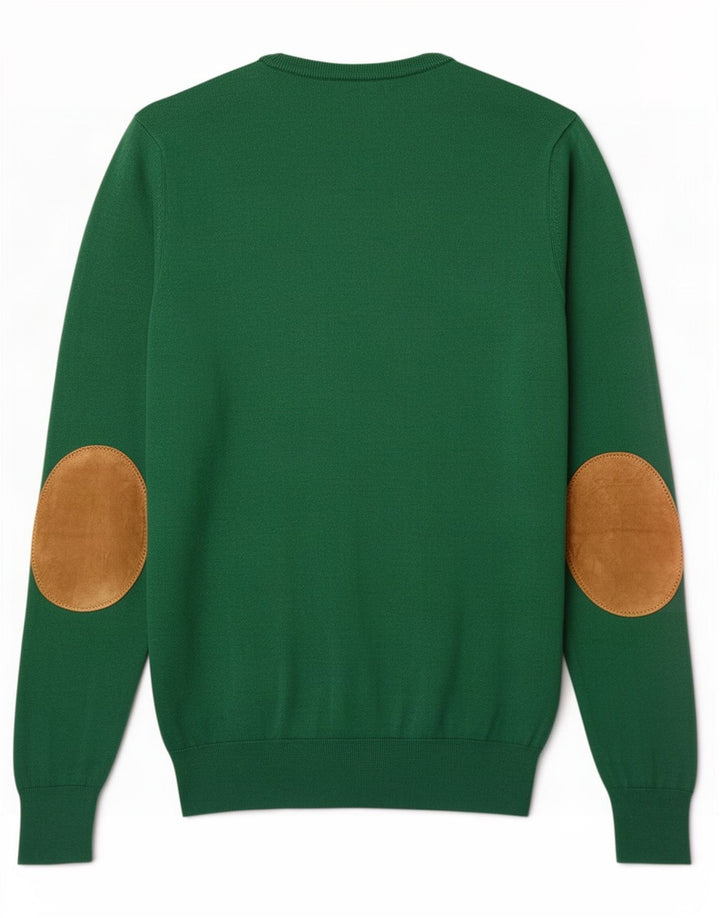 Massimo Dutti Pull col V pour homme en coton vert petit