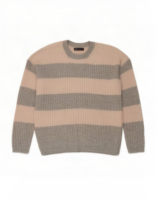 Marks & Spencer Pull ras du cou pour femme UK 16 Grand gris rayé