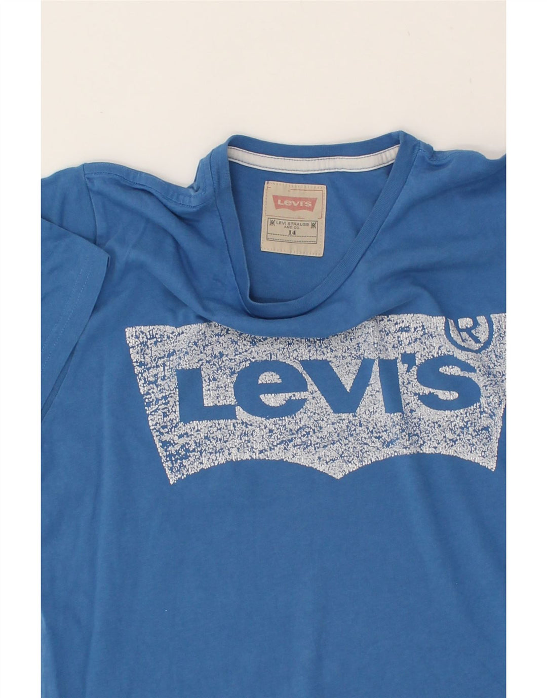 LEVI'S Boys Graphic T-Shirt Top 13-14 Years Blue Cotton Vintage Levi's and Second-Hand Levi's from Messina Hembry 
