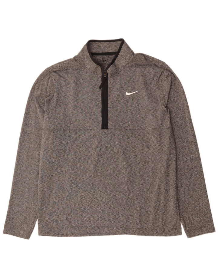 Nike Haut de survêtement Dri Fit à col zippé pour homme - Gris chiné