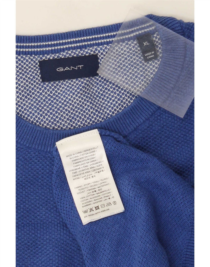 Gant Pull col rond homme XL bleu coton