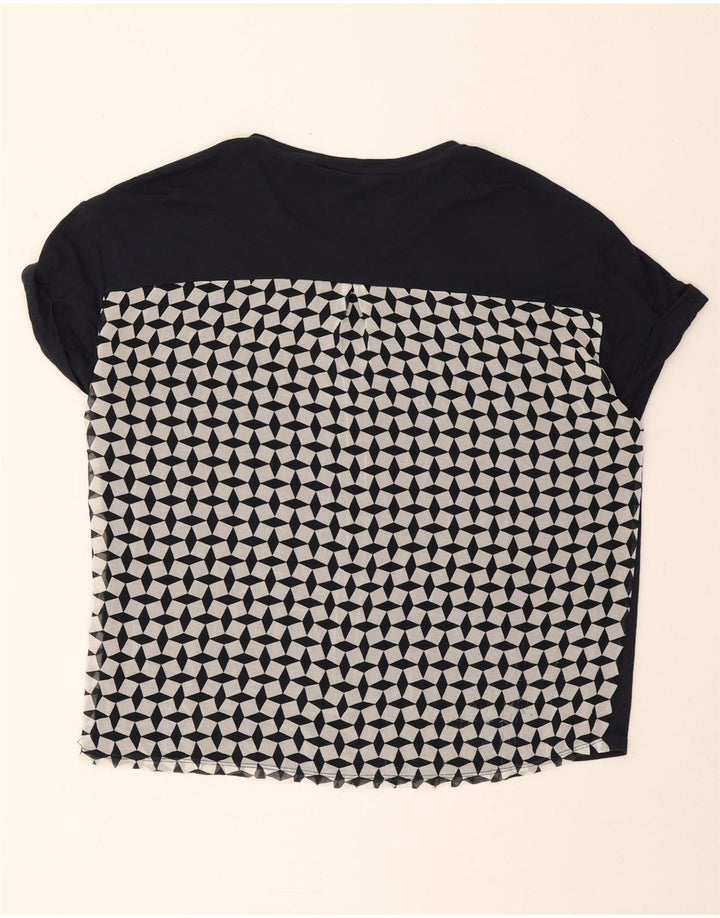 Armani Exchange T-Shirt Femme UK 14 Moyen Bleu Marine Géométrique
