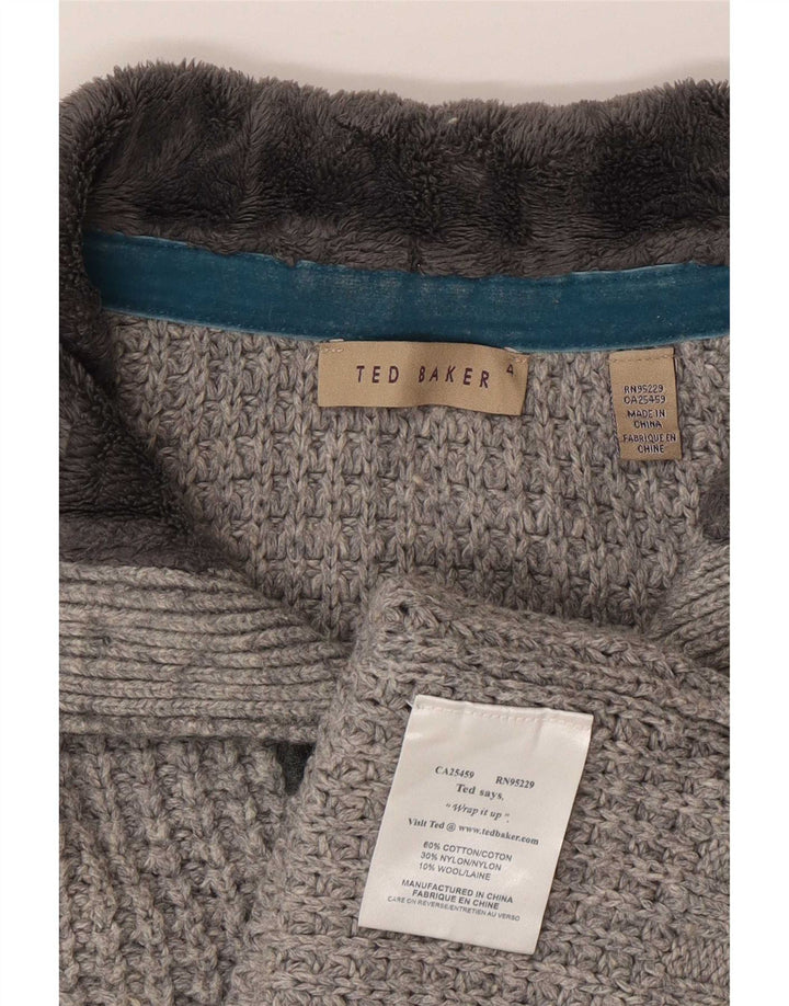 Ted Baker Pull à col boutonné pour homme Taille 4 Grand Coton Gris