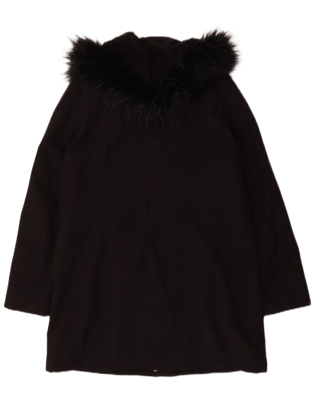 Dkny Manteau Sherpa à capuche pour femme UK 16 Large Noir Polyester