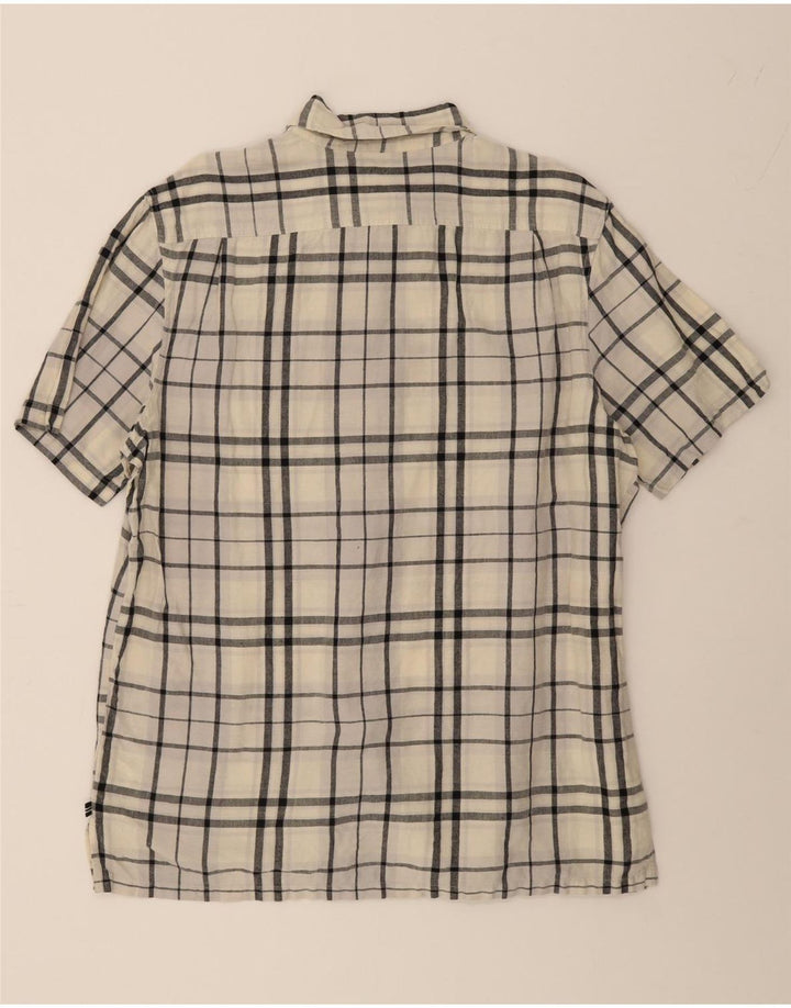 NAUTICA Mens Short Sleeve Shirt Large Off White Check Cotton Vintage Nautica and Second-Hand Nautica from Messina Hembry 