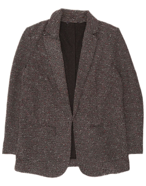 Marks & Spencer Veste Blazer Ouverte Femme UK 12 Moyen Noir Moucheté