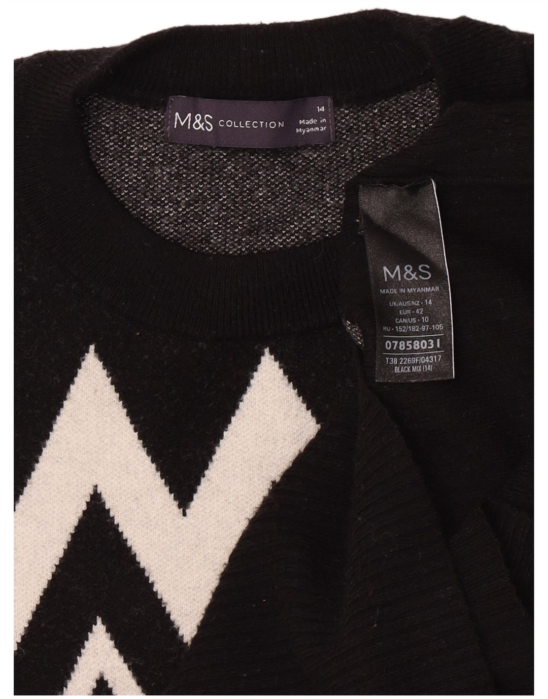 Marks & Spencer Pull à col rond pour femme UK 14 Noir moyen