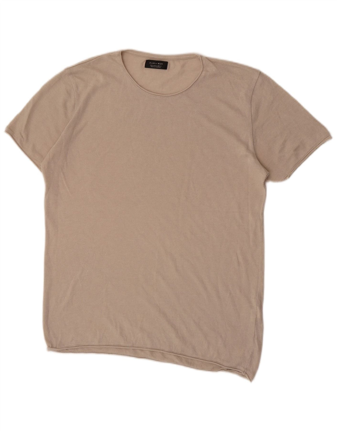 Zara Homme T-Shirt Top Large Beige Coton