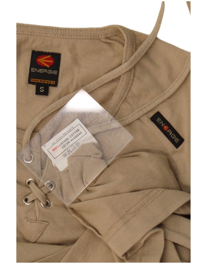 Energie T-Shirt Femme Top UK 10 Petit Coton Beige