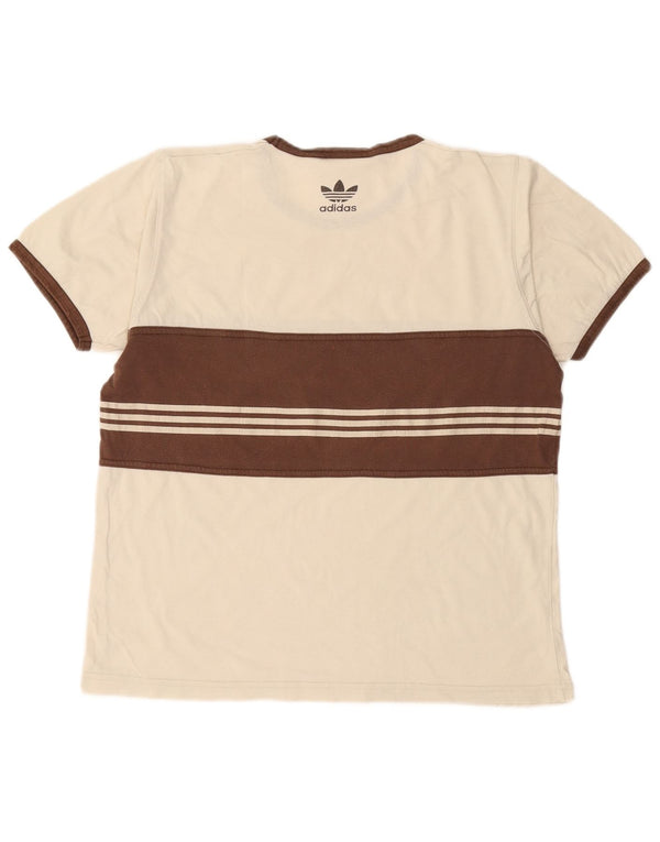 Adidas T-shirt graphique pour homme en coton color block blanc cassé moyen