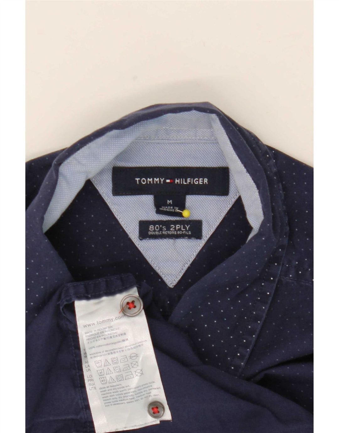 Tommy Hilfiger Chemise Homme Bleu Marine Moyen à Pois Coton