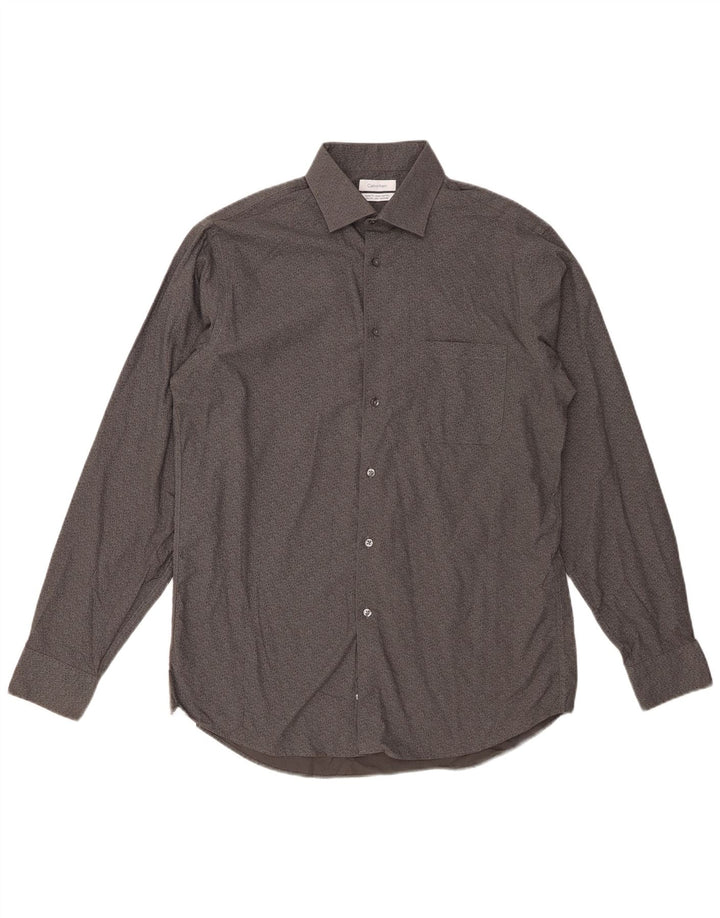 CALVIN KLEIN Chemise Regular Fit Homme Taille 15 1/2 Gris Moyen Floral