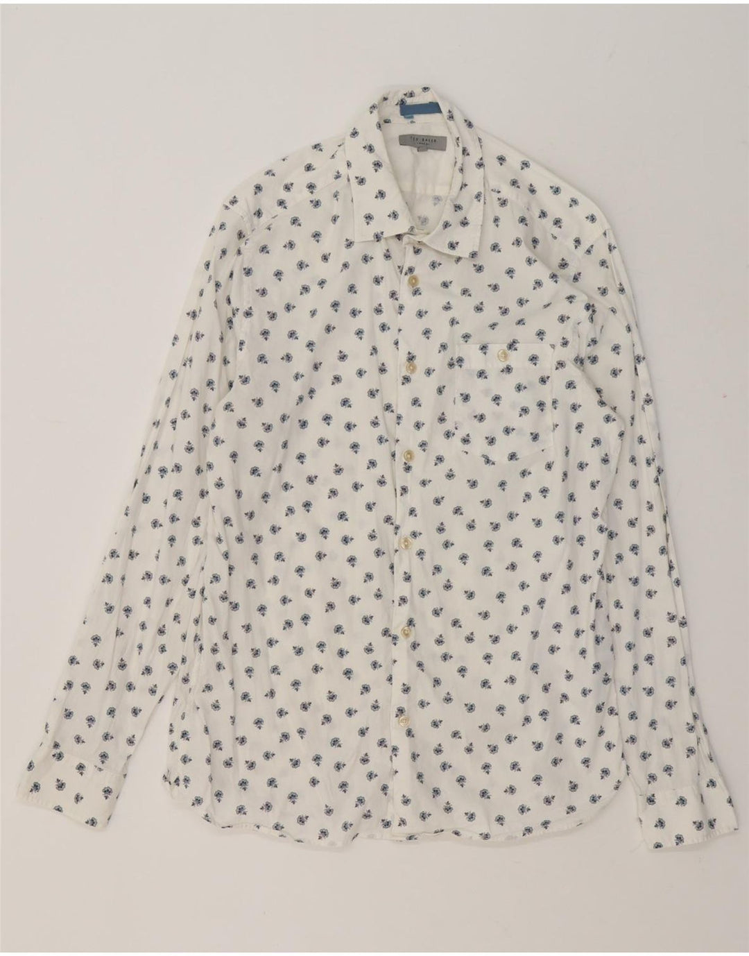 Ted Baker Chemise Homme Taille 4 Grand Coton Floral Blanc
