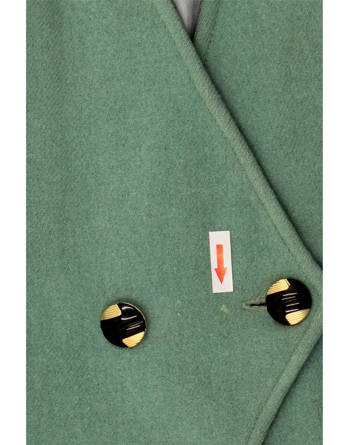 vintage Femmes 3/4 Manches Double Breasted Blazer Veste UK 8 Petit Vert