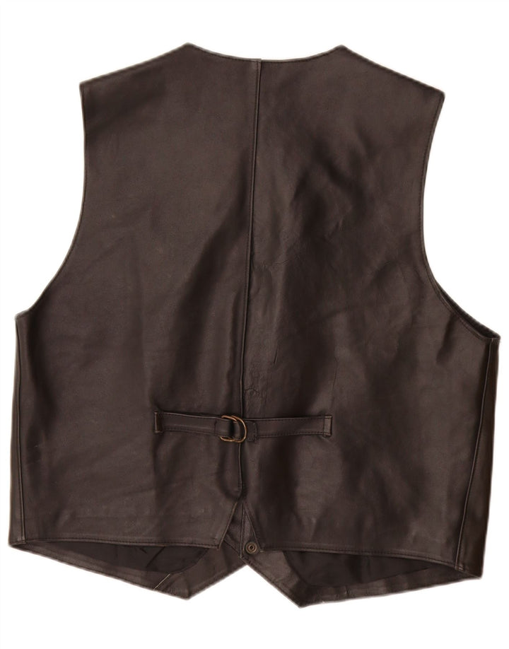 VINTAGE Gilet en cuir homme cuir noir moyen