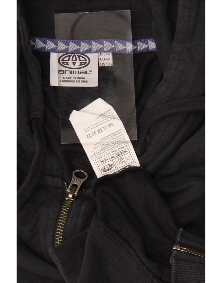 ANIMAL Pull à capuche zippé pour femme UK 14 Grand coton noir