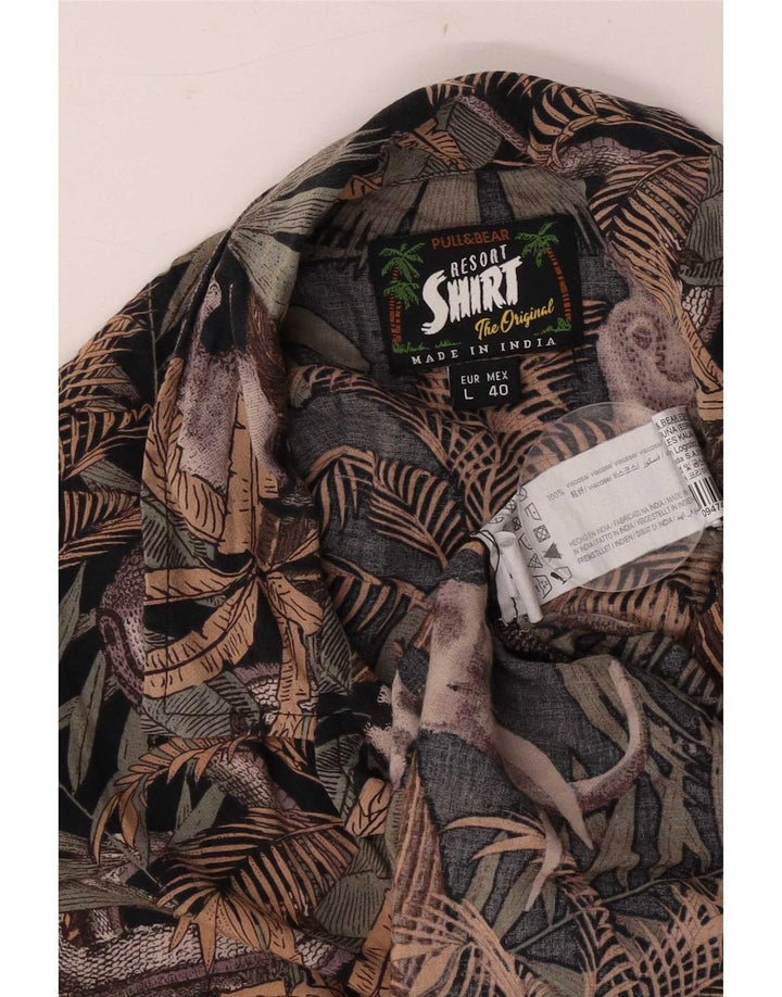 Pull & Bear Chemise à Manches Courtes Homme Grande Viscose Florale Multicolore