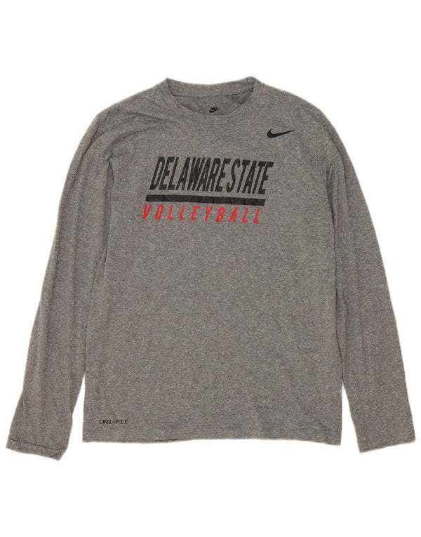 Nike Haut graphique à manches longues pour femme UK 12 Polyester moucheté gris moyen