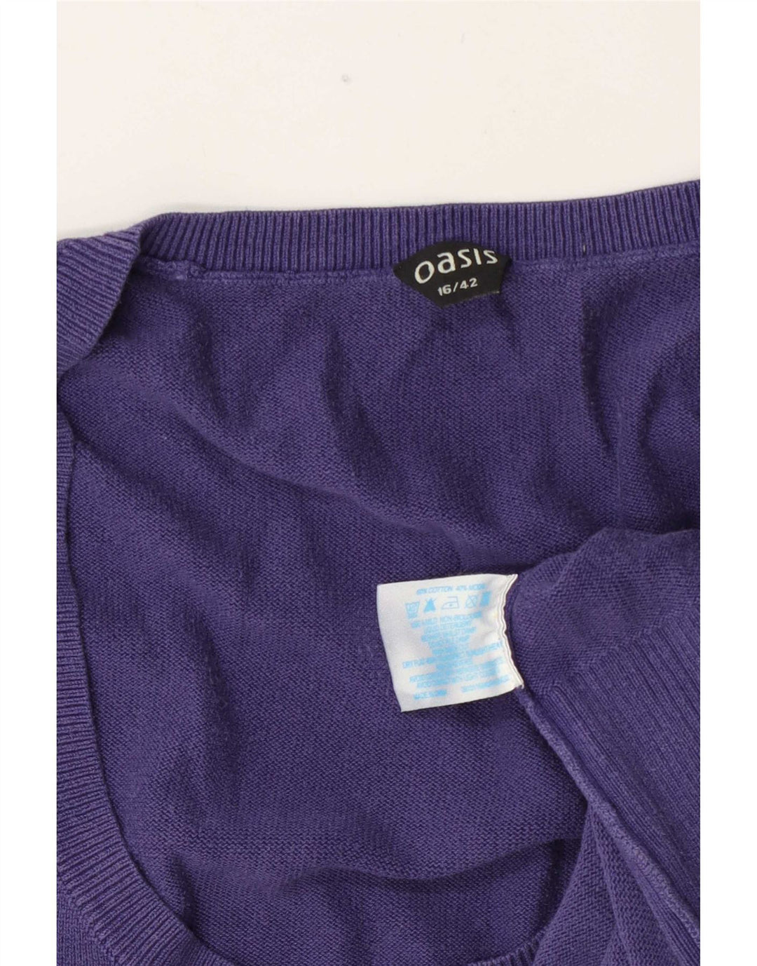 Oasis Débardeur Femme UK 16 Large Bleu Marine Coton
