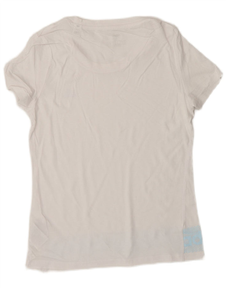 ADIDAS T-shirt graphique pour femme UK 8/10 Petit coton blanc