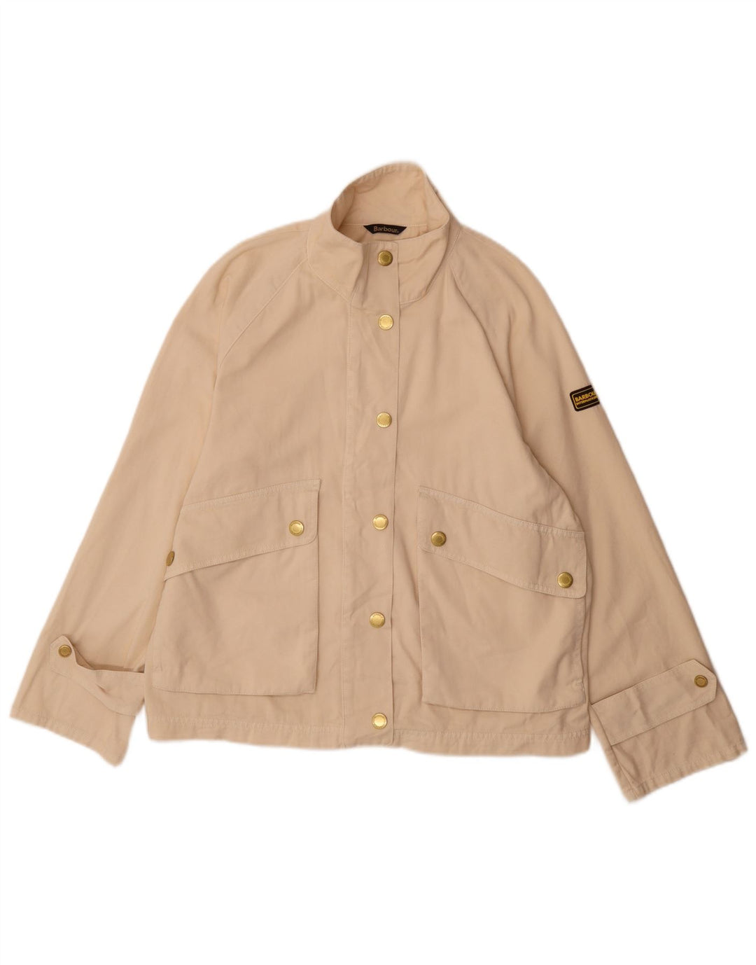 Barbour Veste bomber surdimensionnée pour femme UK 10 Petit coton beige