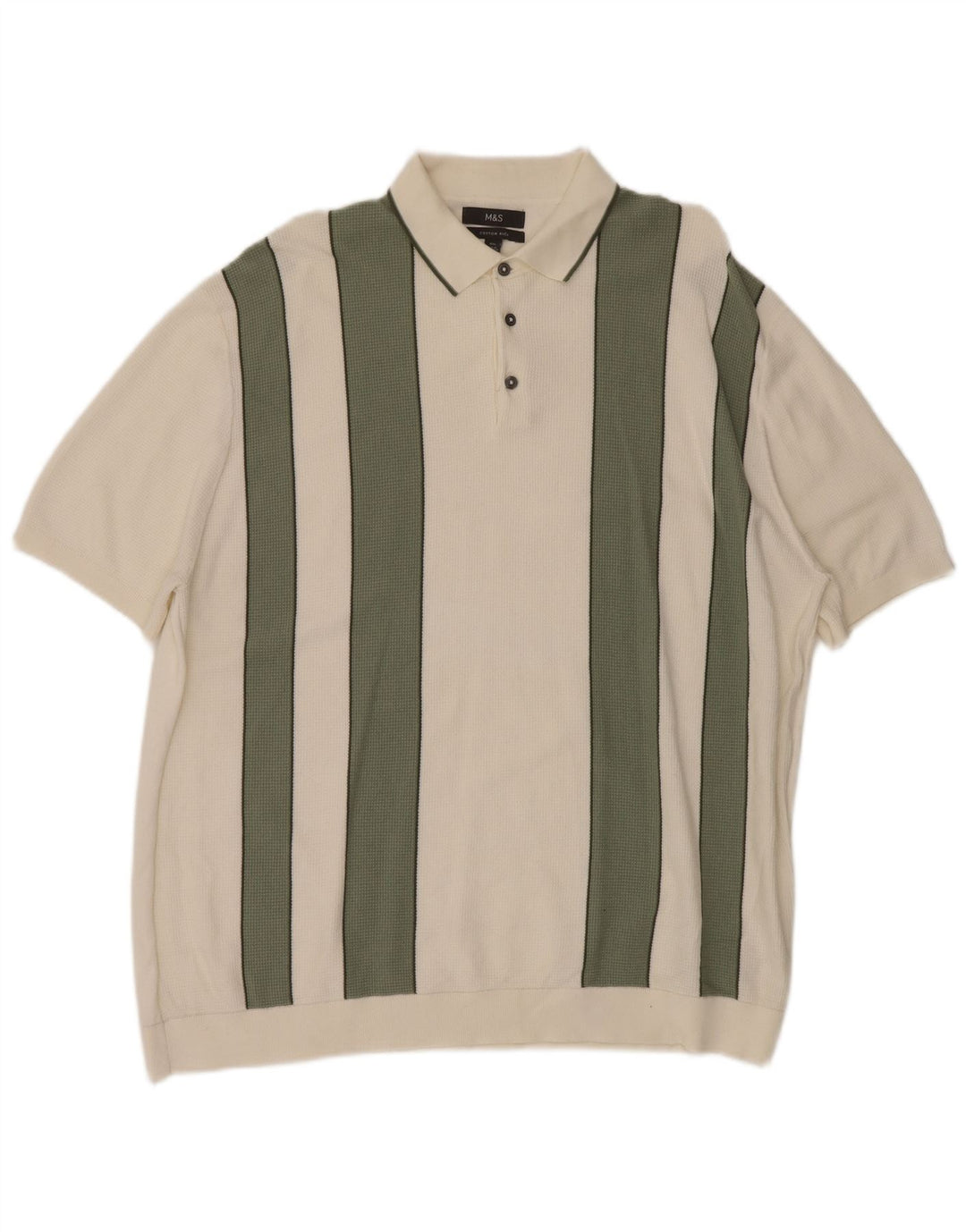 MARKS & SPENCER Polo Homme 3XL Blanc Colorblock Coton