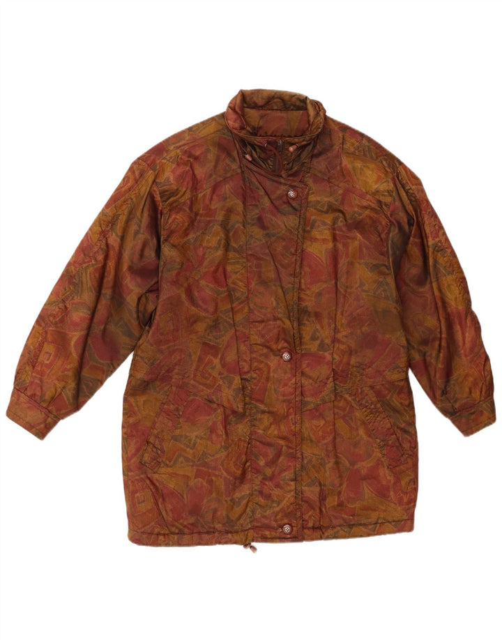 DANNIMAC Womens Abstract Pattern Raincoat UK 16 Large Brown Polyamide