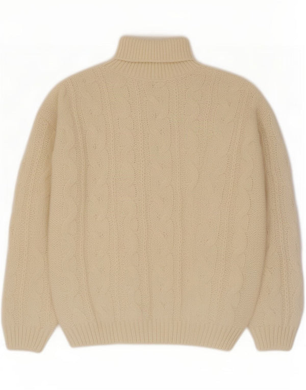 vintage Mens Roll Neck Jumper Pull XL Off White Polyacrylique